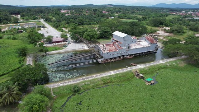 Ipoh, Malaysia - September 24, 2022: The Historical Tin Dredge 