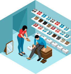 Isometric Shoe Store Concept