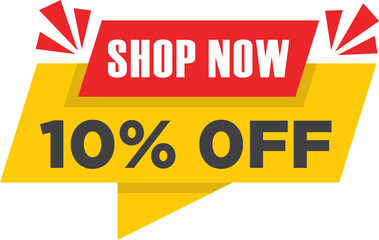 Sale vector banner template shop now special offer 10% limited time only.