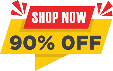 Sale vector banner template shop now special offer 90% limited time only.