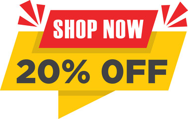 Sale vector banner template shop now special offer 20% limited time only.