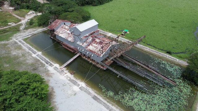 Ipoh, Malaysia - September 24, 2022: The Historical Tin Dredge 