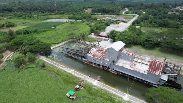 Ipoh, Malaysia - September 24, 2022: The Historical Tin Dredge 