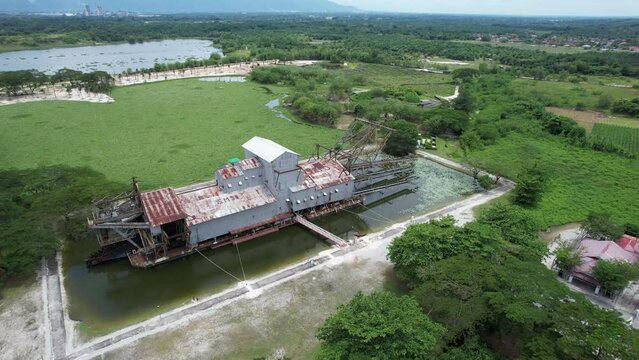 Ipoh, Malaysia - September 24, 2022: The Historical Tin Dredge 