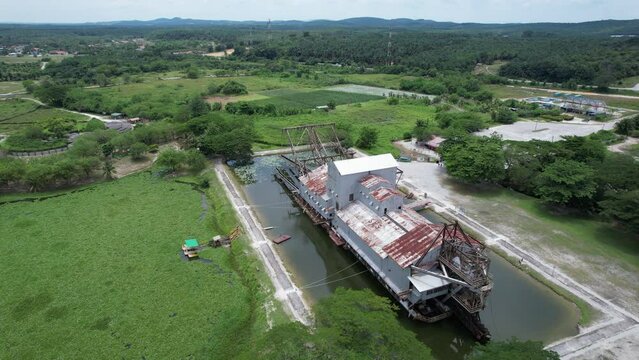 Ipoh, Malaysia - September 24, 2022: The Historical Tin Dredge 