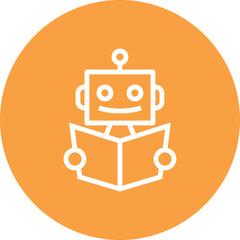 Machine Learning Robot Book Outline Icon
