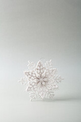 Silver  Christmas winter snowflake on a silver holiday background