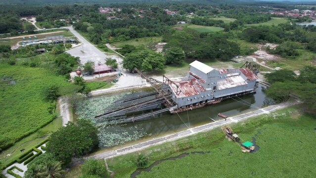 Ipoh, Malaysia - September 24, 2022: The Historical Tin Dredge 