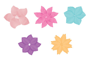 Set with watercolor flowers. Vector illustration