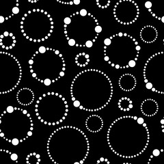 White circles and dots black and white pattern