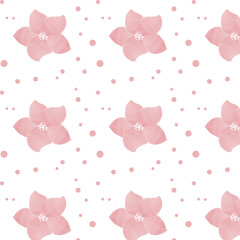 Pattern with pink watercolor flowers. Aquarelle. Vector illustration