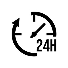 24 h, dwadzieścia cztery godziny, zegar, doba, ikona - obrazy, fototapety, plakaty