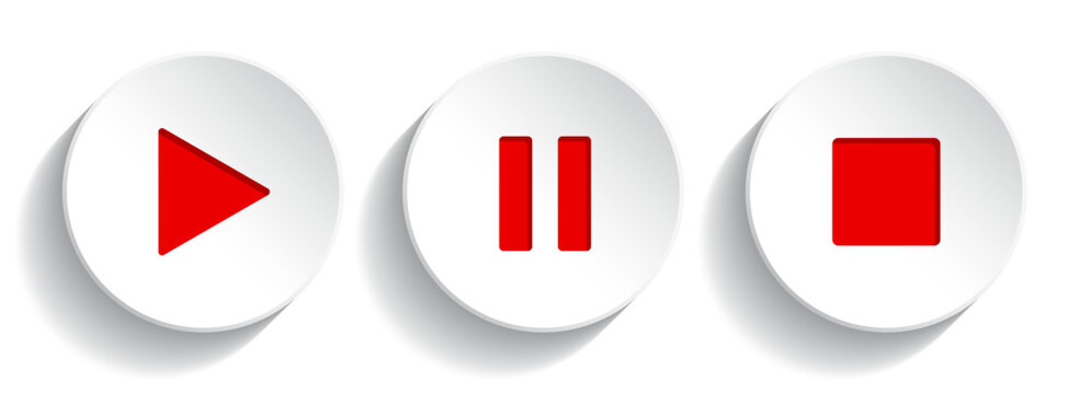 Play, pause and stop buttons