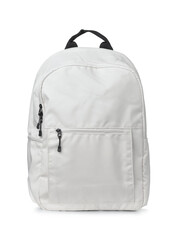 Front view of white textile backpack