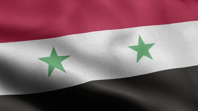 Flag Of Syria - Syria Flag High Detail - National flag Syria wave Pattern loopable Elements - Fabric texture and endless loop - Seamless loop - Highly Detailed Flag - The flag of fluttering in the