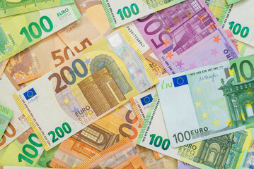 Obraz na płótnie Canvas American cash, UK pound, Euro, ron lei romanian banknotes money dollar bills UK pound background financial concept cash close-up.