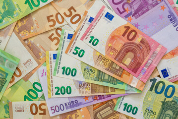 Fototapeta na wymiar American cash, UK pound, Euro, ron lei romanian banknotes money dollar bills UK pound background financial concept cash close-up.