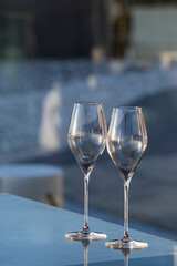 Two crystal wine glasses