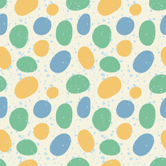 Dotted seamless vector pattern with spray texture, layered feel. Playful colours, great for wallpaper, textiles, stationery, fashion, home decor, accessories, baby clothing, quilting and more.