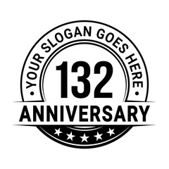 132 years anniversary logo design template. Vector illustration