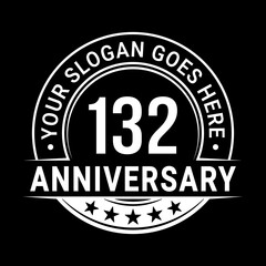 132 years anniversary logo design template. Vector illustration