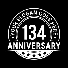134 years anniversary logo design template. Vector illustration