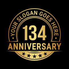 134 years anniversary logo design template. Vector illustration