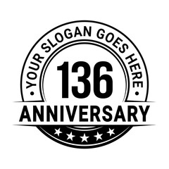 Fototapeta premium 136 years anniversary logo design template. Vector illustration