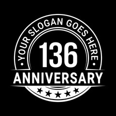 136 years anniversary logo design template. Vector illustration