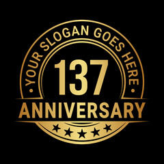 137 years anniversary logo design template. Vector illustration