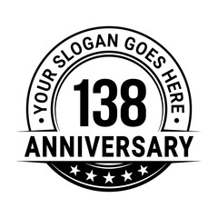 138 years anniversary logo design template. Vector illustration