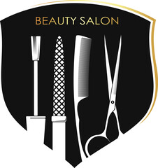 Beauty salon and hairstyles sign. Hair stylist tool and barbershop symbol