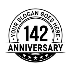 142 years anniversary logo design template. Vector illustration