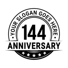 144 years anniversary logo design template. Vector illustration