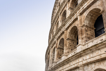 Close-up of a Side Part of the Colosseum in Rome