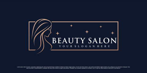 Elegant beauty logo design for woman salon with creative element and business card template
