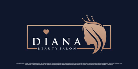 Elegant beauty logo design for woman salon with creative element and business card template