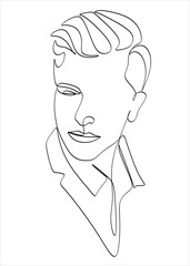 Abstract male face drawing with lines, fashion concept, man beauty minimalist, vector illustration for t-shirt, print design, covers, web