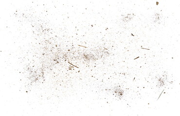 Dirt, soil dust and sand isolated on white background, top view 