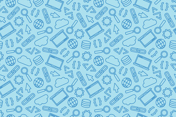 seamless pattern with programming computer software, application related icons- vector illustration