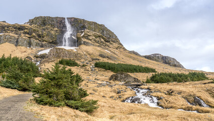 Big waterfall in the north of Iceland.