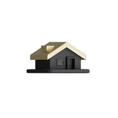 3D Isolated House Rent Property Mortgage Management Loan Black Illustration Icon on Clear Transparent Background