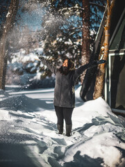 Asian American snowplay in Big Bear, CA