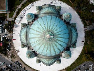 aerial top down view of saint sava temple dome cathedral - obrazy, fototapety, plakaty