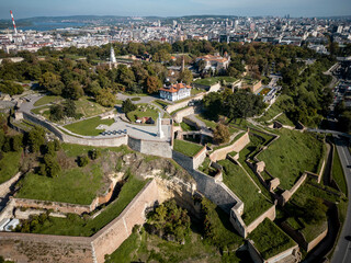 aerial view of Belgrade fortress in Serbia