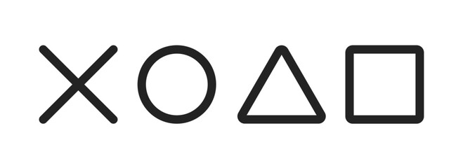 Triangle square circle cross geometric icons. Game element. Vector illustration. Gaming concept. Simple design.