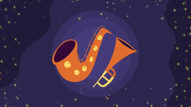 saxophone with trumpet instruments animation