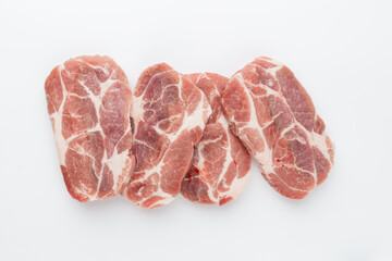 Piece of pork meat isolated on white background.