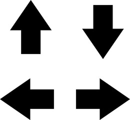 Arrows, vector. Black arrows on a white background. Up, down, right, left.