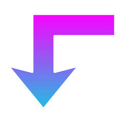 Turn Down Glyph Gradient Icon